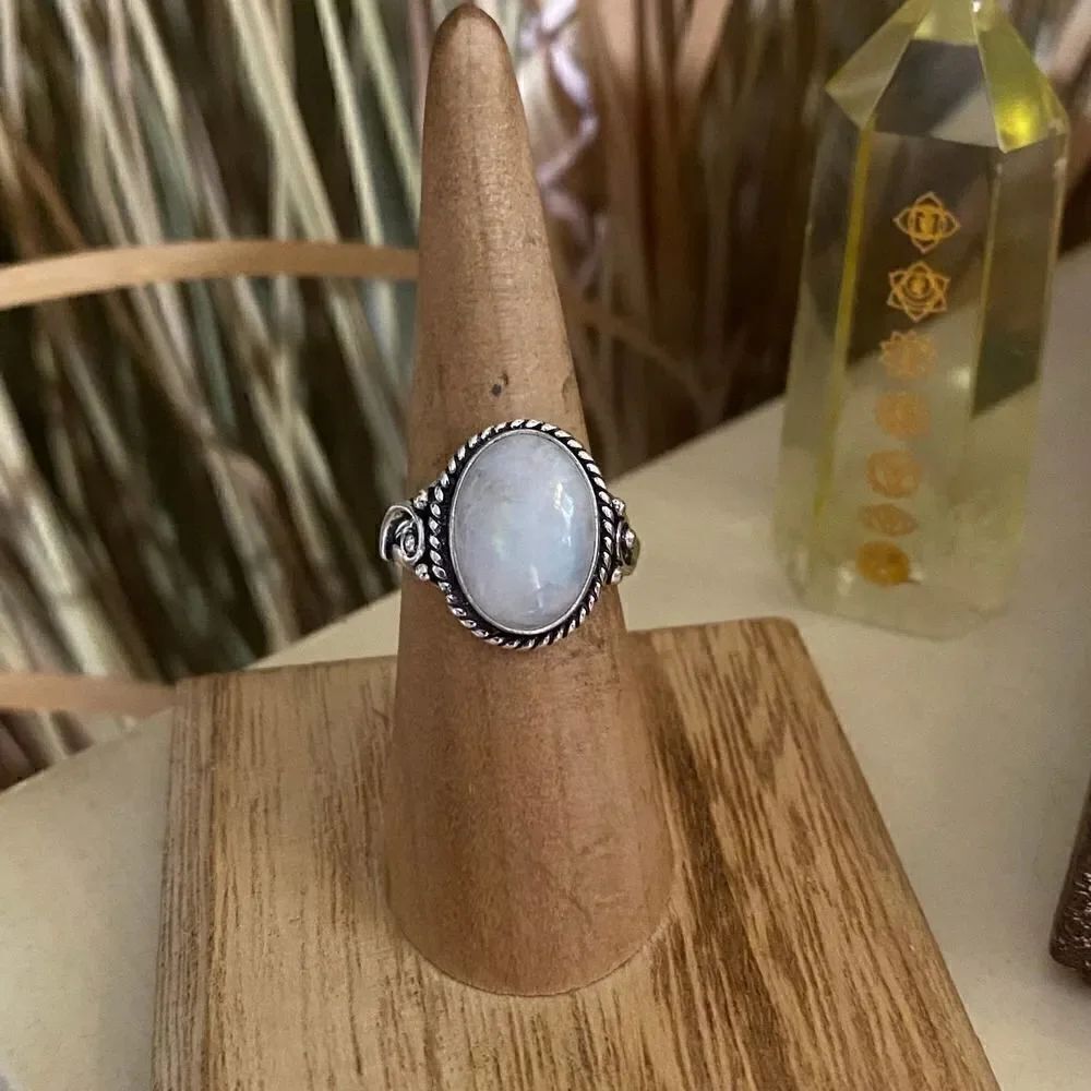 Moonstone Sterling Silver Boho Ring Size 6